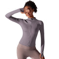 Fashionnew arrival zipper yoga outwear naked tight sports tops women's silmslimming look stand collar fitness clothes long sleeves
