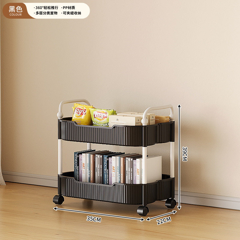 Movable coffee table snack cart cream style living room sofa side table mini bedside storage rack table