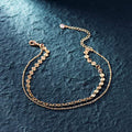 European and american cross-border new jewelry: fashionable minimalist stainless steel sequin double-layer gold-plated anklet - summer beach anklet