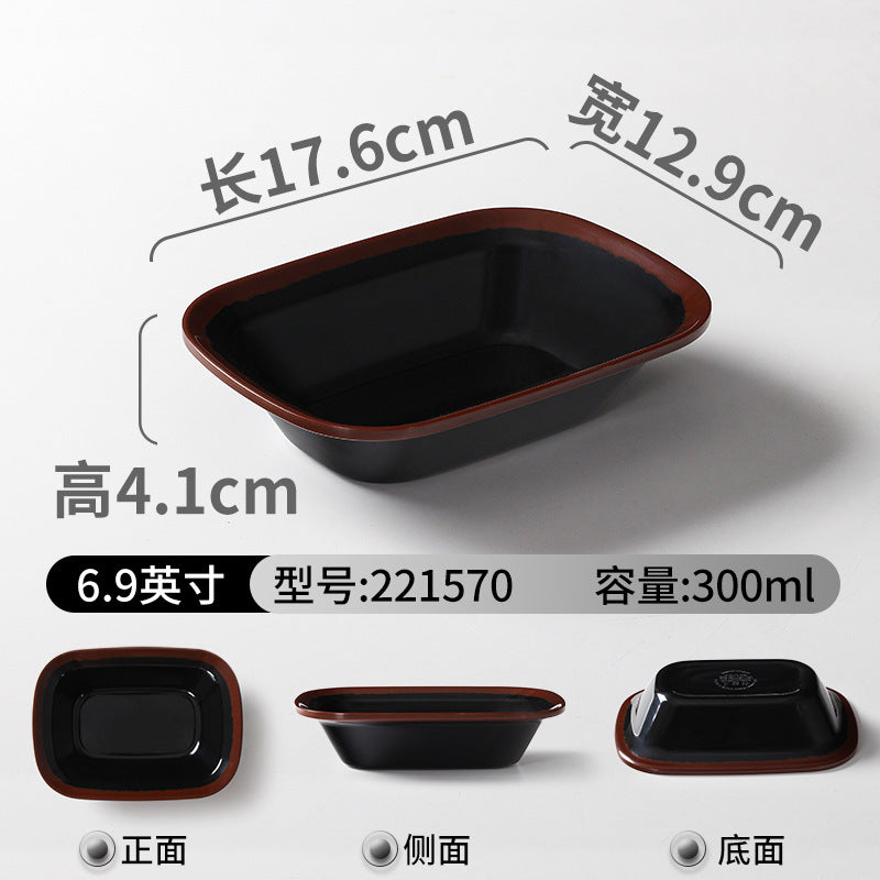 Melamine tableware plate commercial hot pot restaurant serving plate restaurant restaurant plate retro nostalgic barbecue side dish plate