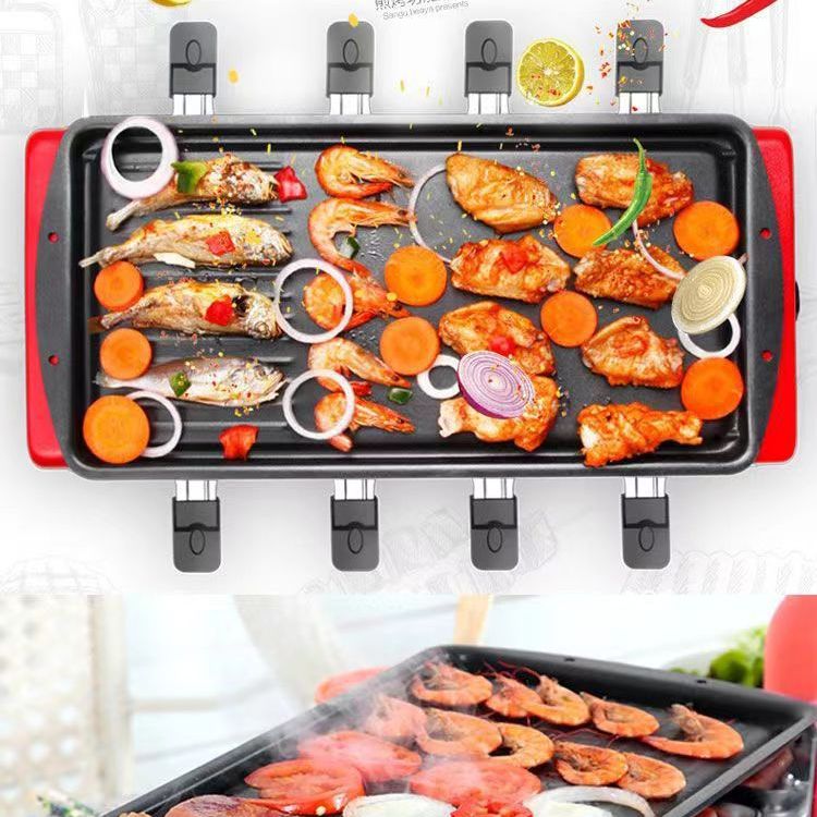 Household outdoor rectangular thickened frying pan non-stick baking pan barbecue plate in stock wholesale barbecue tools supplies accessories