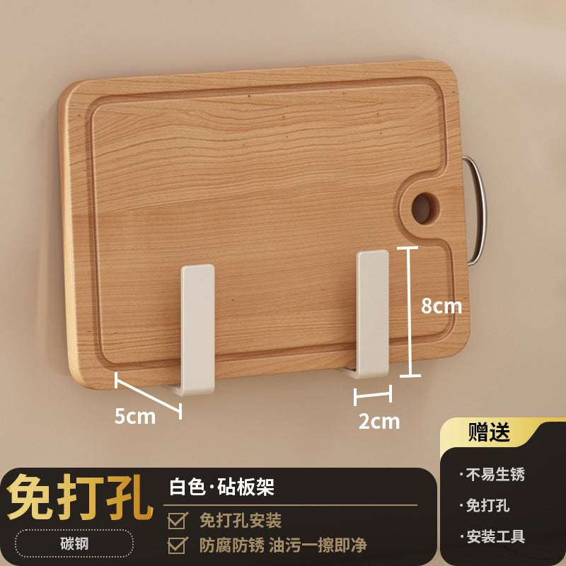 White kitchen rack No punching Wall-mounted condiments Household knife holder Chopsticks Wall storage seasoning rack