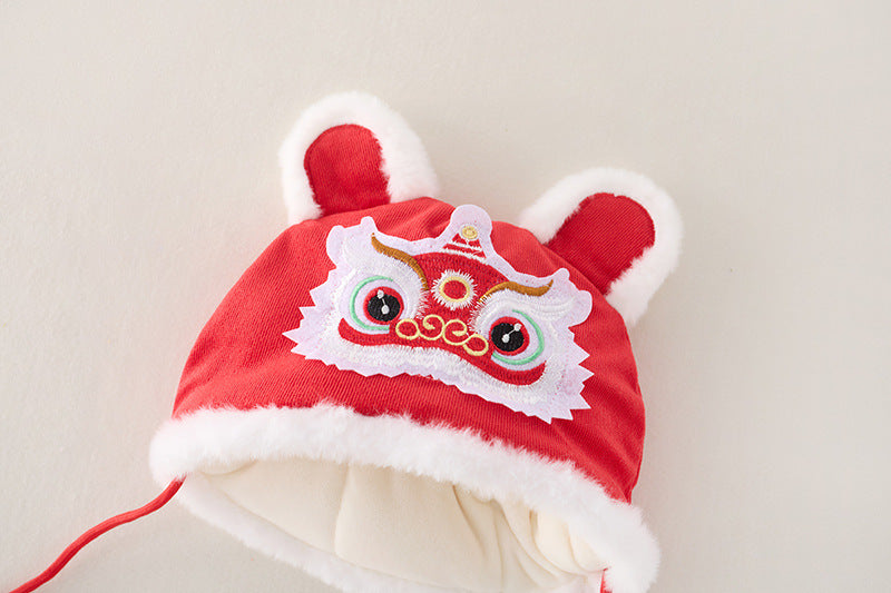 Winter infant new year festive one-piece clothes hundred days one year old baby outing cotton clothes safe and thickened clothes