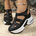 Summernew arrival wedge sandals women's toe-cap cut out air cushion women's exportplus sizeplatform shoesthick solevelcro women's sandals