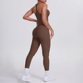 fashion double-sided brushed pure color tight i-shaped back sports suit running fitness yoga clothes two-piece set