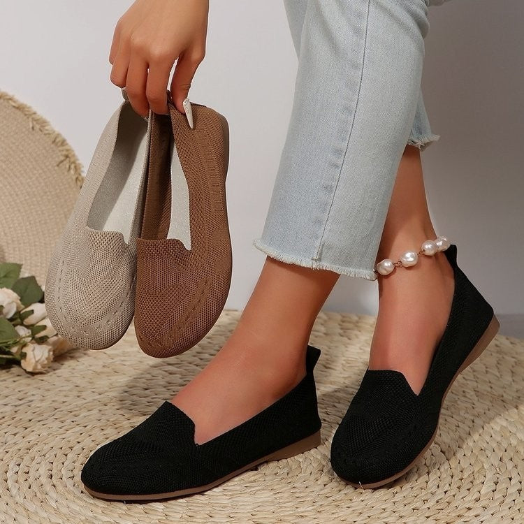 plus sizeflatsautumnew arrival flying mesh shallow mouth slip-on lazy flatscasual women's shoes trendy