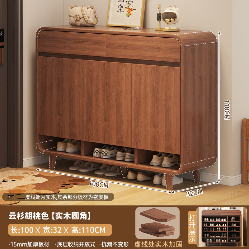 Solid wood core shoe cabinet household entrance 2025 new Chinese-style wall storage cabinet large-capacity indoor shoe rack