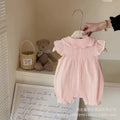Summer romper thin baby girl sleeveless jumpsuit toddler baby vest cutesweet outing clothes