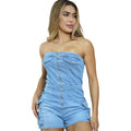 European and american style women's denim jumpsuit -  cross-border hot seller - fashionable hot girl bandeau stretch jumpsuit shorts