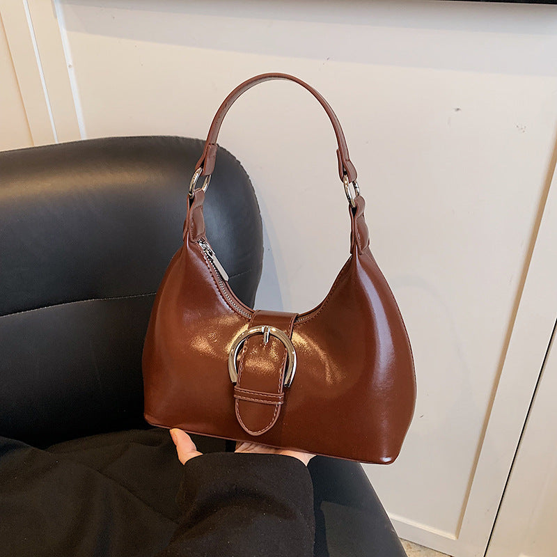 K-stylespringnew arrival shoulder bagfashioncasual oil wax leather armpit bageasiest for matchwork clothing daily dumpling bag for women