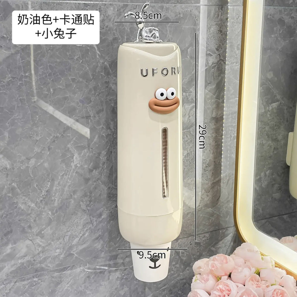 Dopamine cup dispenser disposable paper cup wall-mounted cup dispenser punch-free cup holder dust-proof cup storage rack