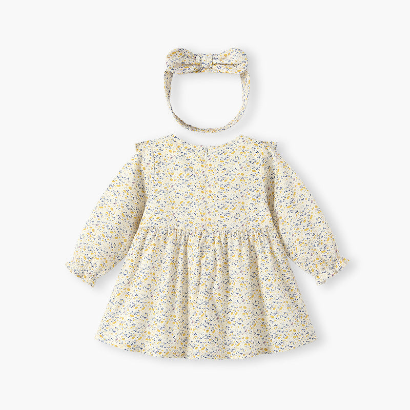 new girls' dress autumn collection - first birthday princess dress for baby girls - floral print baby doll collar dress - autumn style