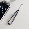 Minimalist crystal square electroplated heart bracelet with transparent star and bear charms, black and white bead phone case charm accessories