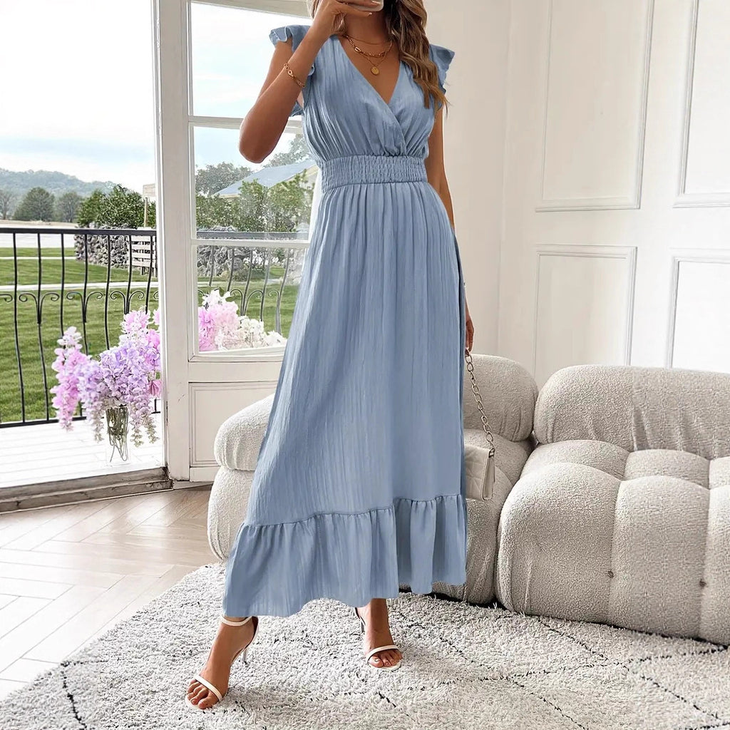 Spot 2025 European and American   new women's clothing long summer short-sleeved dress independent station