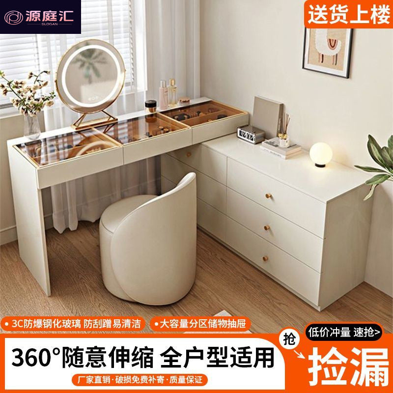 Corner dresser chest of drawers all-in-one cream style popular retractable dressing table bedroom ultra-thin dressing table