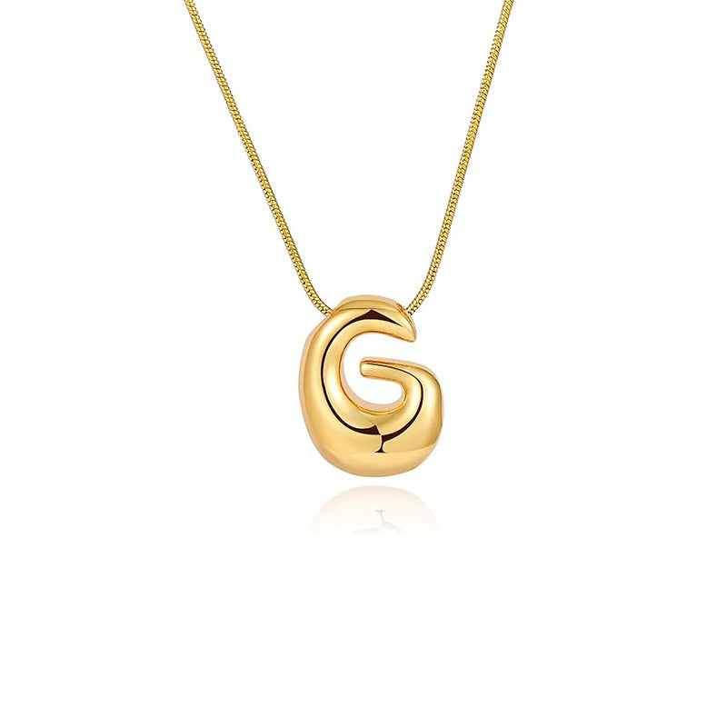 Amazon bestseller: premium bubble 26-letter gold pearlized necklace pendant - stylish women's accessory
