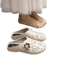 2026 new women's open-toe hollow-out flat sandals with colorful floral design - casual closed-toe slippers