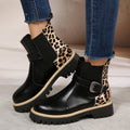 Plus size british style martin boots for women - new autumn/winter  collection - round toe, chunky sole, leopard print, versatile women's boots