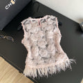 French heavy industry mesh stereo flower patchwork camisole women's summersense of designniche style sleeveless eleganttops