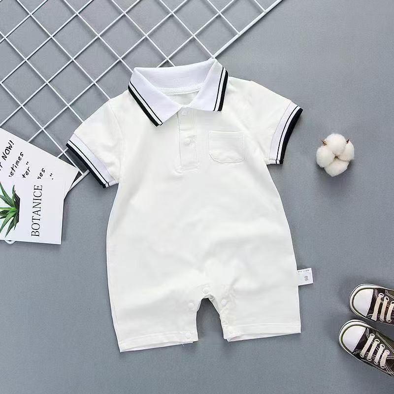 Summer newborn baby romper, 100% cotton, 3-6-9 months, summer outfit for babies 0-1 year old, short-sleeve crawling suit, turn-down collar onesie