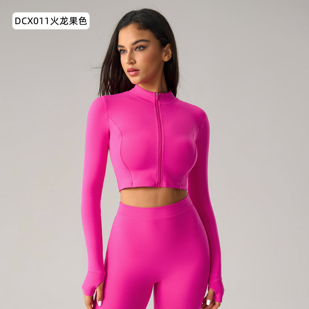 fashion tight butt lifting fitness yoga pants zipper long sleevesjacket push-up sports bra yoga suit