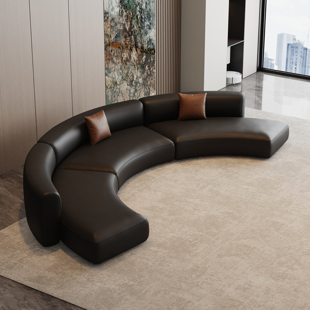 Italian-style hotel lobby lounge area reception light luxury high-end semi-circular arc office sofa and coffee table set