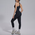 New arrival cross-border fashion double-sided brocade i-shaped beautiful back yoga suit sports running fitness running two-piece set for women