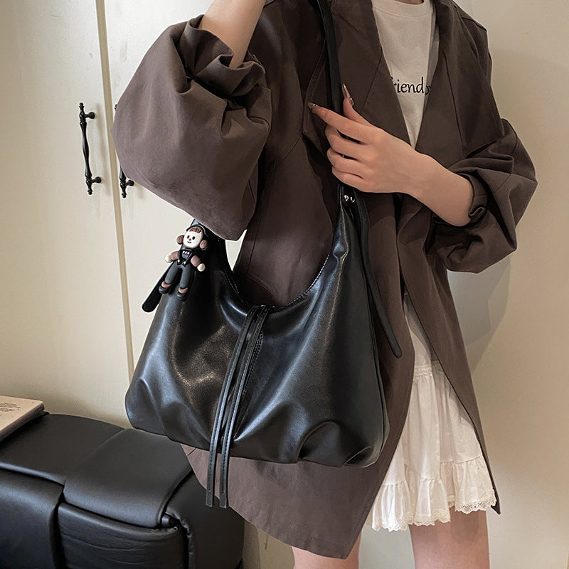 Foreign trade casual retro large-capacity bag women's 2025 new autumn and winter commuter shoulder messenger bag fashionable dumpling bag