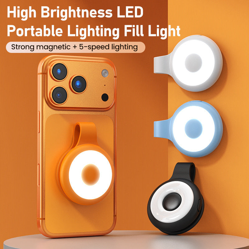 Portable magnetic phone fill light - soft light for photography, videography, and live streaming - tri-color temperature led clip light