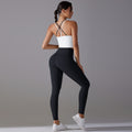 New antibacterial seamless underwear yoga set - beautiful back crisscross color block sports bra & fitness yoga outfit two-piece set