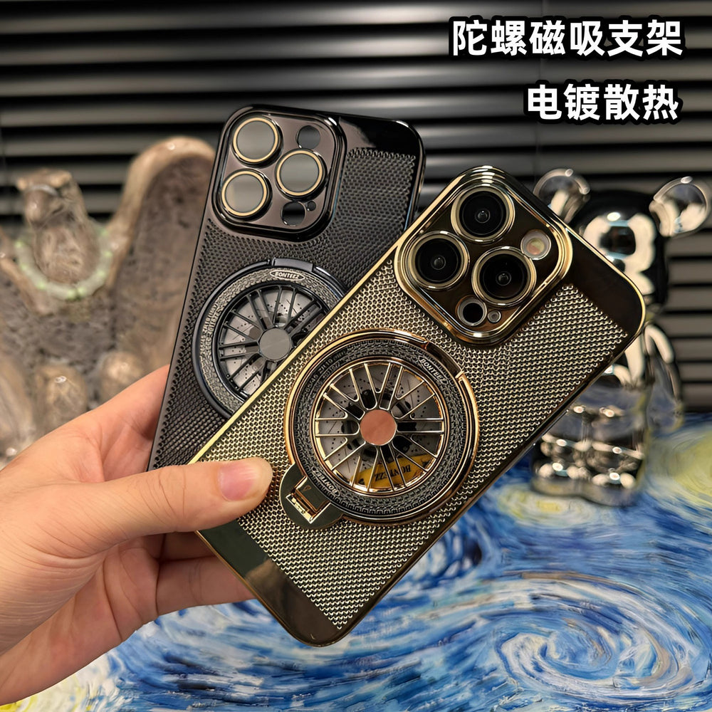 Suitable for iphone 17 air phone case, gyro bracket, electroplated breathable cooling mesh case, apple 16 anti-fall hard case