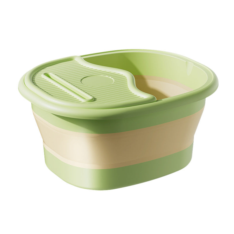 Collapsible foot soak bucket - deepened, calf-high, with lid, insulated, massage foot bath bucket, home spa thickened foot basin