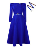 D467  cross-border women's winter new fashion puff sleeve plus size banquet party dress foreign trade dress