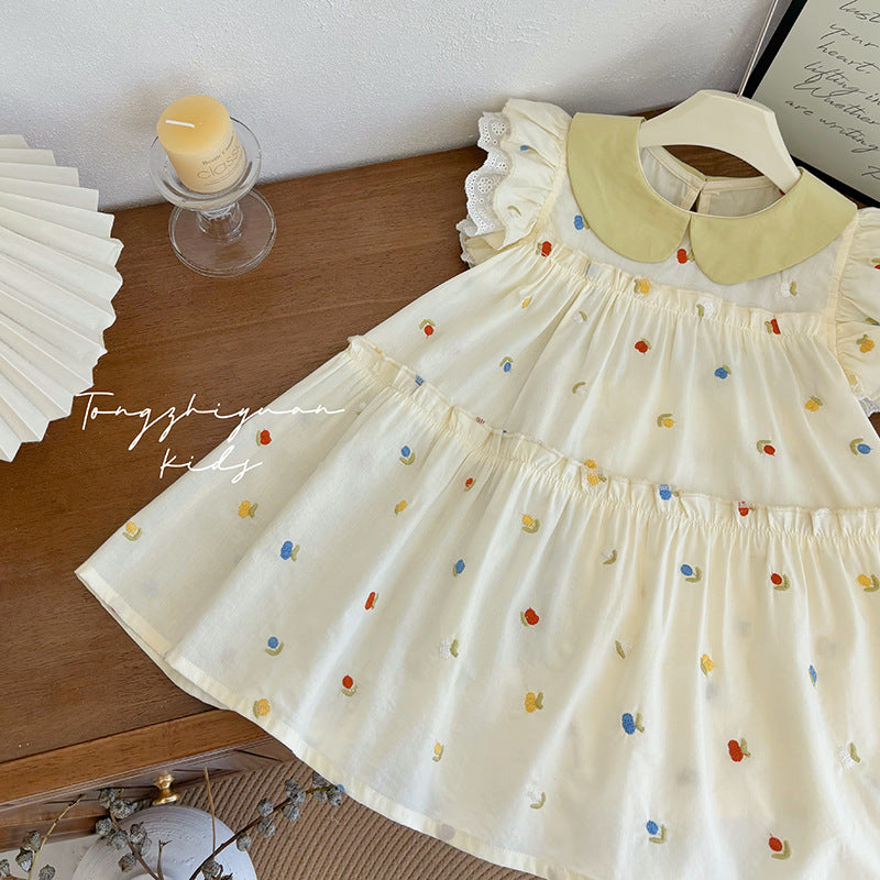 Korean style rainbow floral princess dress - summer versatile casual skirt, chic and trendy fashion