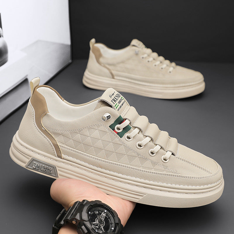 Men's shoes 2025 new spring breathable athletic white sneakers men's white shoes casual white leather shoes versatile trendy shoes