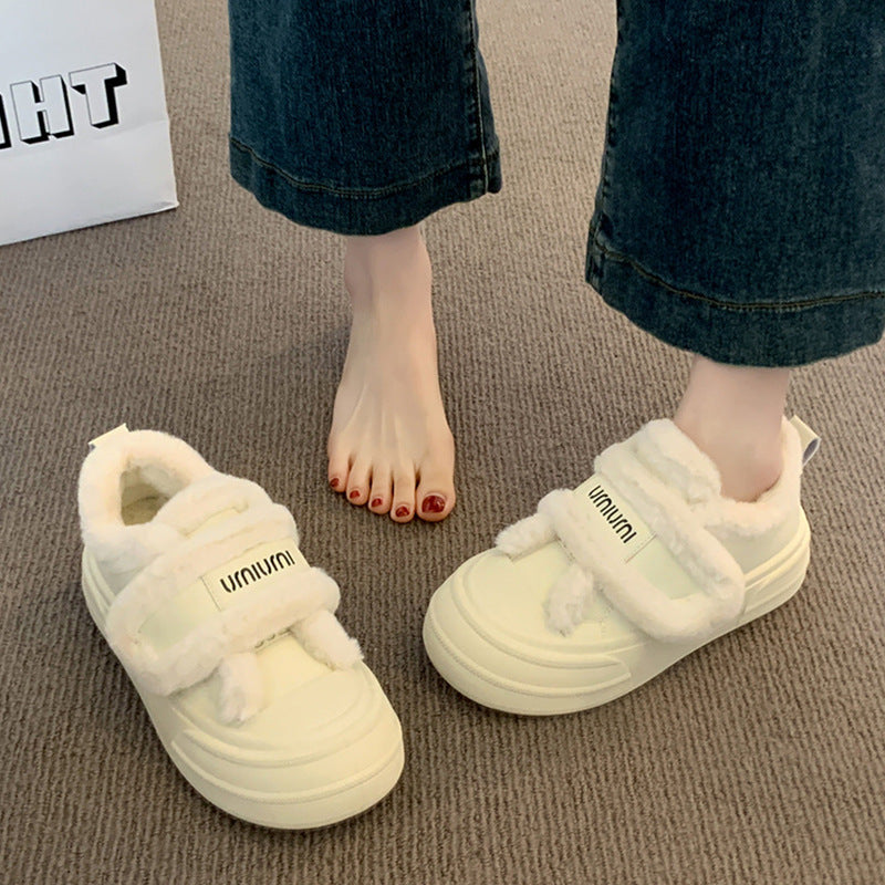 Best sellingthick solevelcro cotton shoes winter 2025new arrivalfleece-linedthickened fur shoes heattechplatform shoes for women