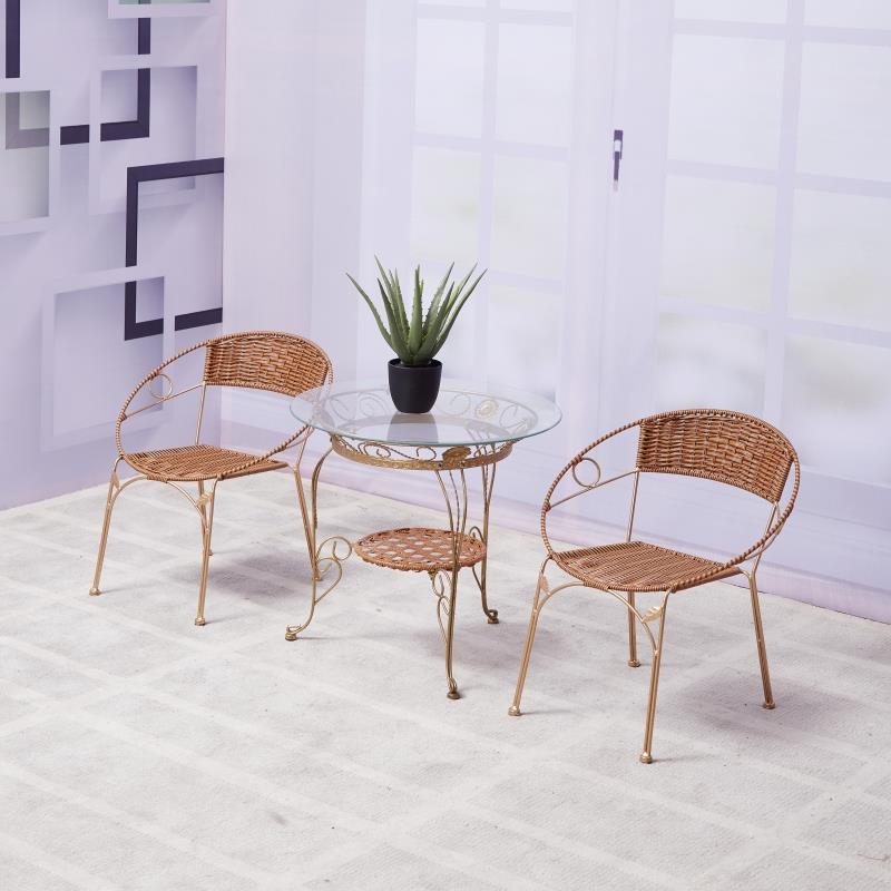 Backrest chair tea armchair rattan circle chair single balcony combination rattan chair table chair stool for homecasual iron art