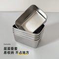 304 stainless steel food storage container - portable picnic lunch box with lid, rectangular multi-purpose box, refrigerator organizer, prep box