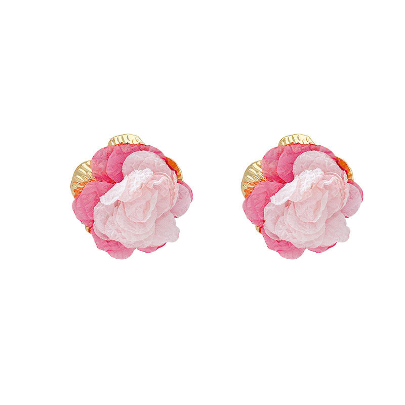 Suitable for summer pink flower earrings for women sense of designniche stylepopular earrings 2026 popular petal earrings