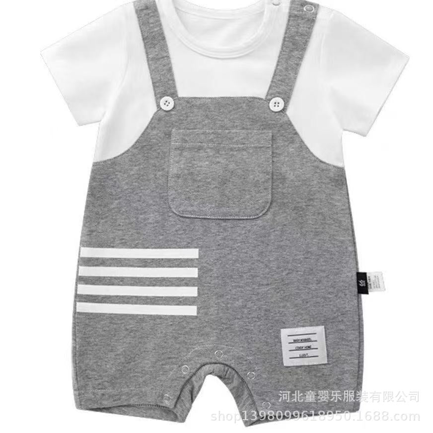 Summer short-sleeve romper for newborn baby boys - lightweight crawling suit for 0-6 months (perfect for first birthday celebrations)