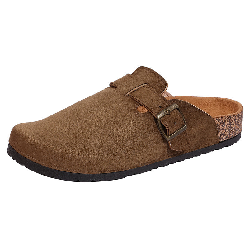 Cross-border Kenbo Bantao men's 2025 summer new cork-soled bag head cool tray shoes women wear lazy flat-soled single shoes