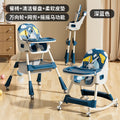 Dark blue rocking horse with brake wheels