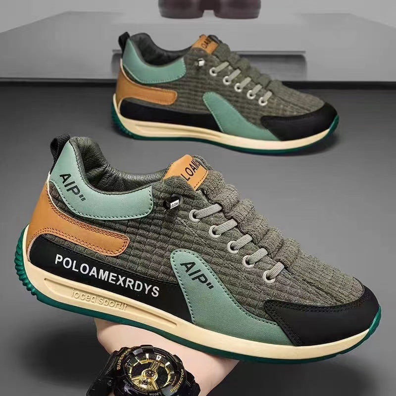 Best selling men's shoes 2025 new corduroy core trendy heattechcasual sports men's fall and winter slip-on forrest gump trendy shoes