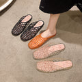 Transparent crystal shoes flats toe-cap half slippers for women outwear2025new arrivalcut out mesh shoes jelly shoes fashion sandals