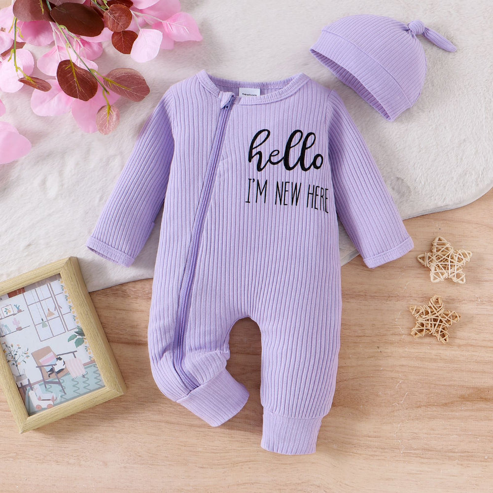 Amazon's new autumn and winter european and american newborn onesie letter printinglong sleeves multi-color bag butt hat two-piece set