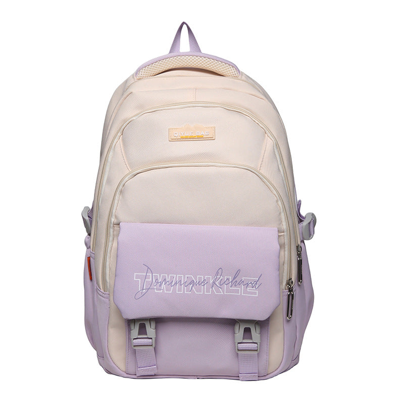 New primary school students, junior high school students, burden-reducing schoolbags, fashionable contrasting colors, lightweight, large-capacity waterproof backpacks