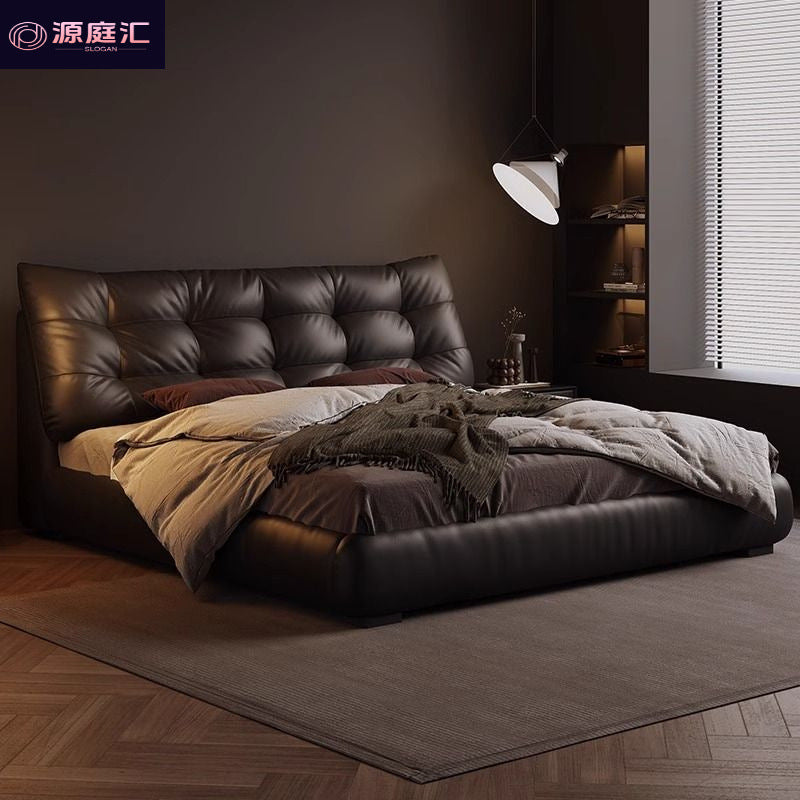 Master bedroom black leather bed 1.5m storage low box wedding bed casualaccessible luxury double bed 1.8m cushion upholstered bed