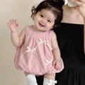 Summer sleeveless sweet romper for baby girls, lightweight outfit for infants and toddlers, elegant first birthday dress, cute bodysuit for outdoor wear