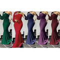 new year's eve bridesmaid dress train evening gown african women's one shoulder long skirt  dress