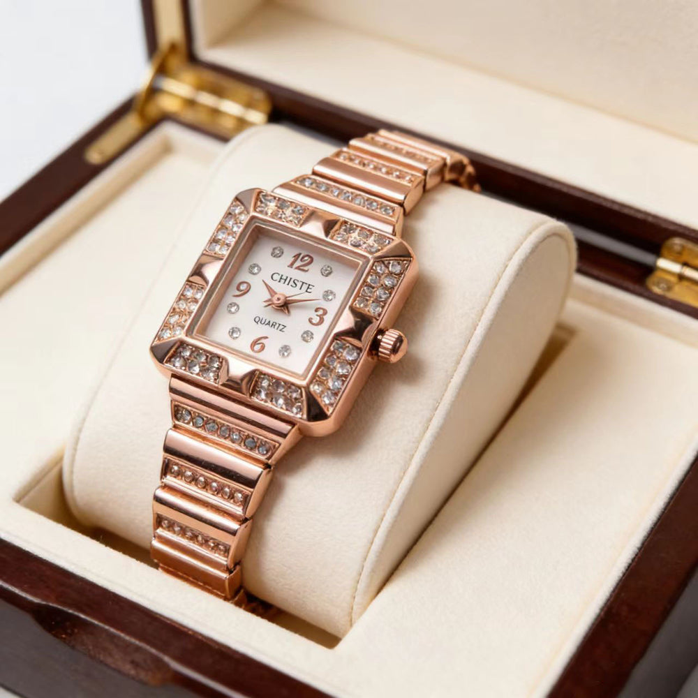 New arrival square light luxury fashion women's watch women's style ins cold wind chain diamond-encrusted student party cross-border women's watch